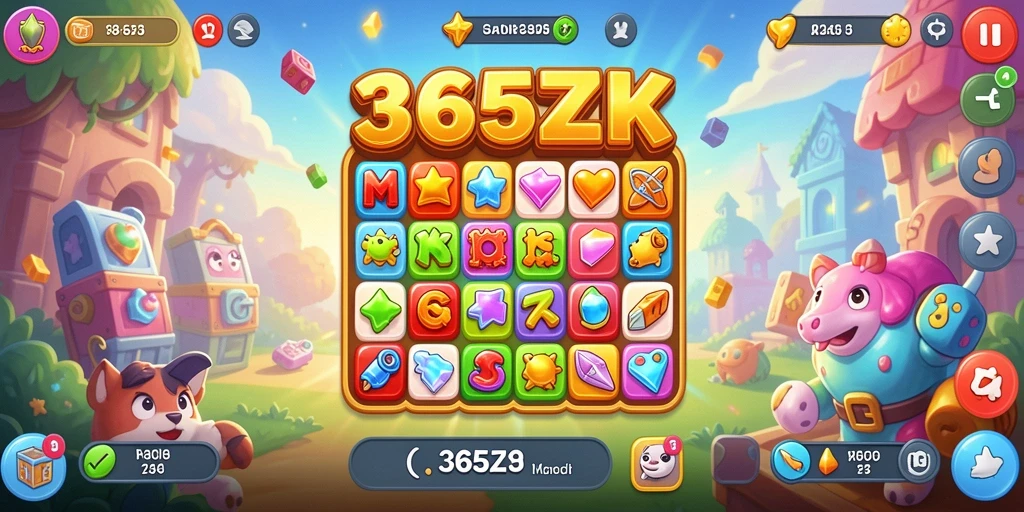 Screenshot dari gameplay 365ZK yang menampilkan aksi Match-3 yang seru.