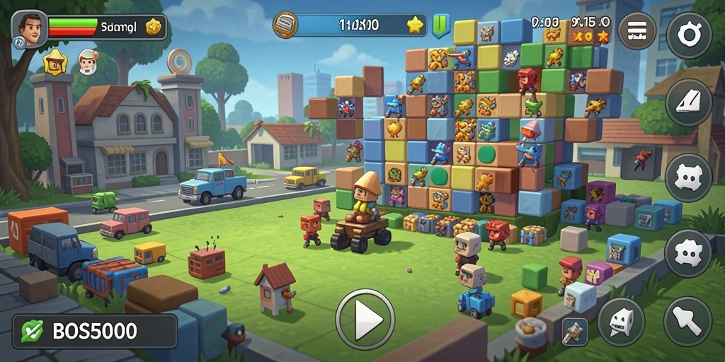 Tampilan gameplay seru dari BOS5000 dalam menyelesaikan puzzle.