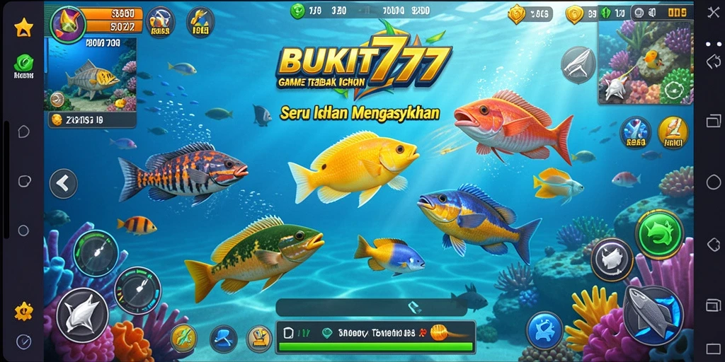 Screenshot gameplay BUKIT777 yang menampilkan aksi menembak ikan.