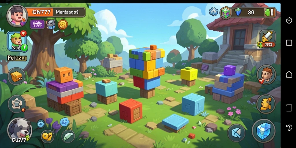Screenshot gameplay GN777 menampilkan tampilan level puzzle yang berwarna-warni dan menarik.