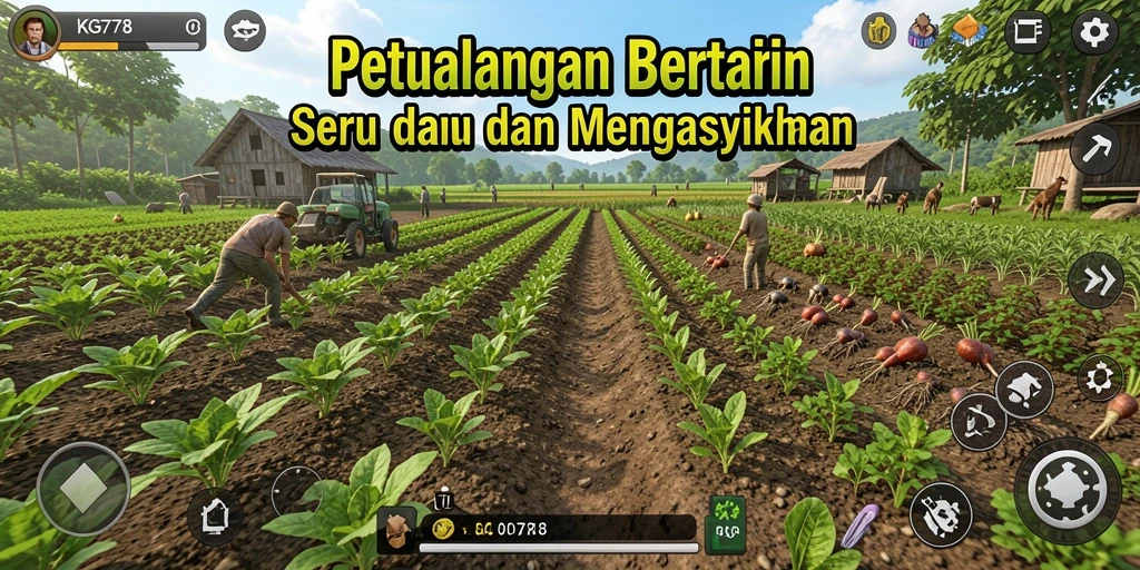 Screenshot KG778 menampilkan petualangan bertani yang penuh warna dan menarik.