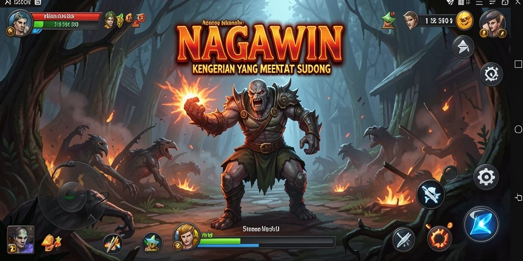 Tampilan menyeramkan dari gameplay NAGAWIN yang menampilkan hantu dan kegelapan.