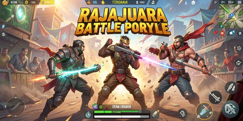 Tampilan gameplay seru dalam RAJAJUARA dengan pertempuran intens.