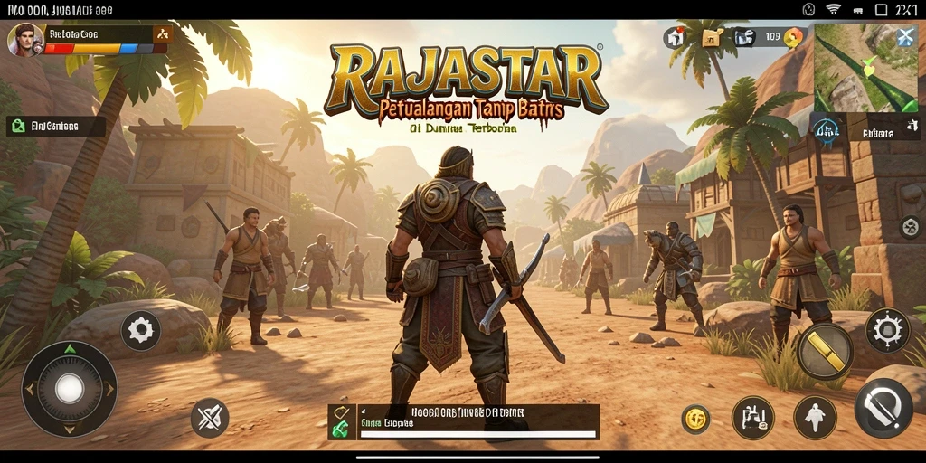Tangkapan layar gameplay RAJASTAR menunjukkan petualangan seru di dunia terbuka.